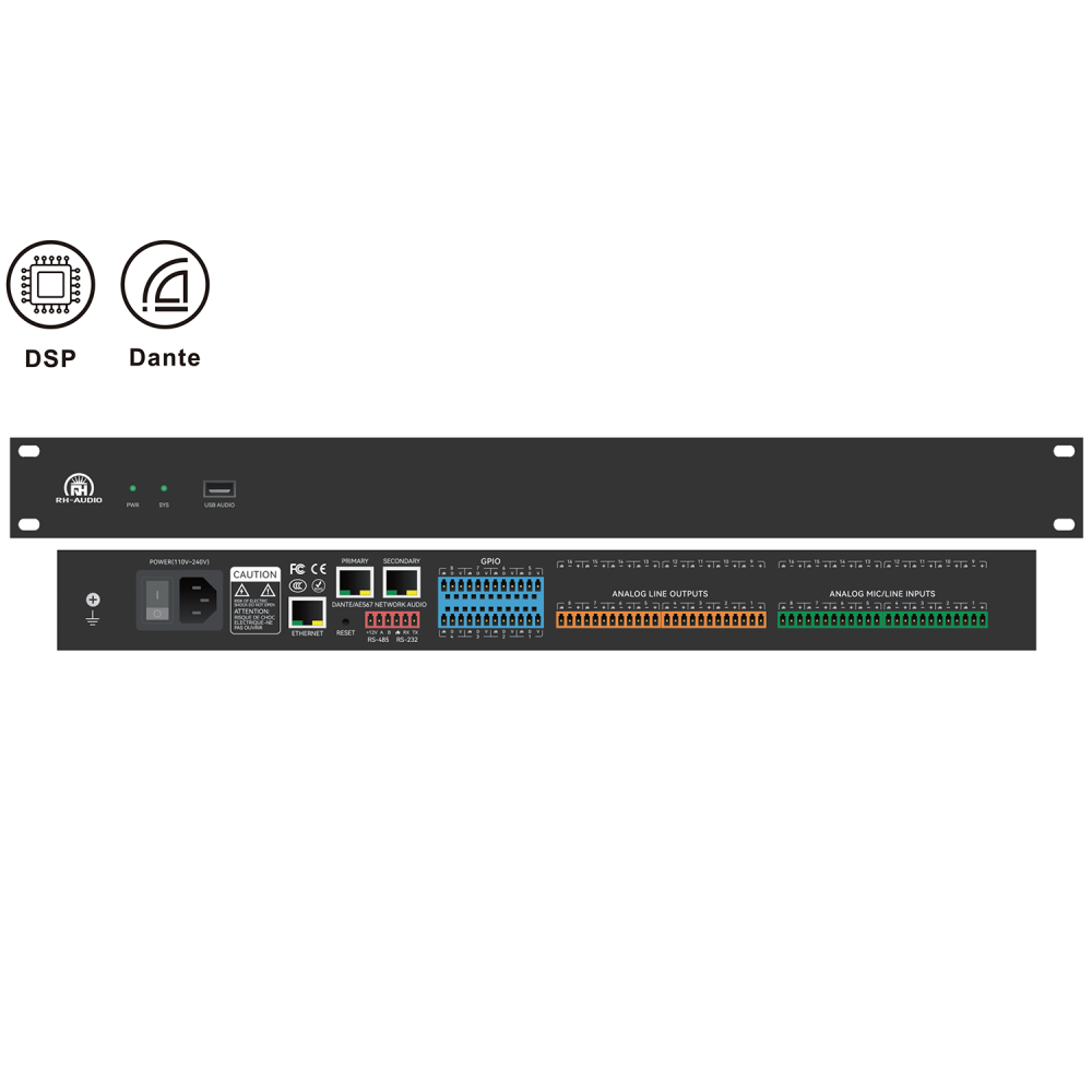 RH-DSP88D Цифровой аудиопроцессор DSP 8х8 с поддержкой Dante