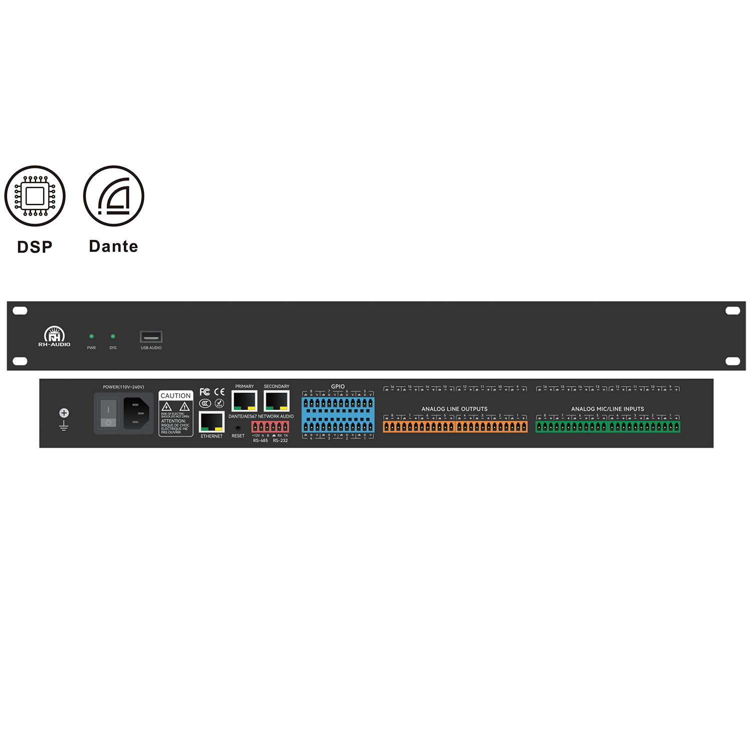 RH-AUDIO RH-DSP88D Цифровой аудиопроцессор DSP 8х8 с поддержкой Dante